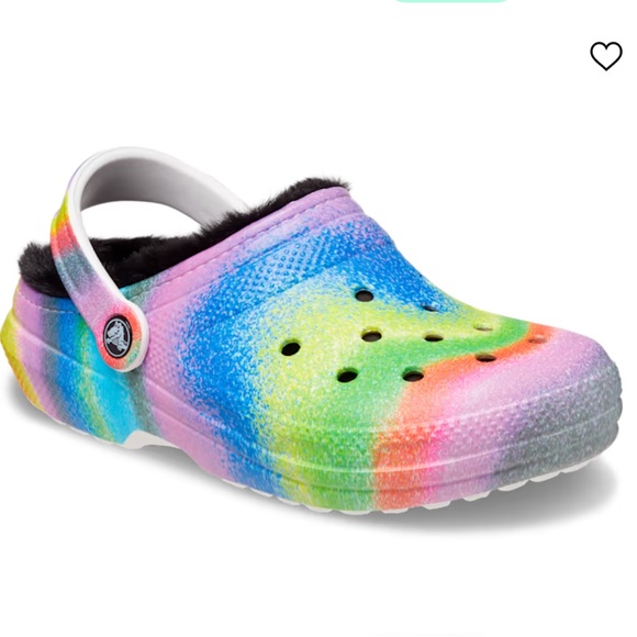 NWT Crocs Classic Fur Lined Spray Dye rainbow Clog in size 13 mens - Picture 2 of 9